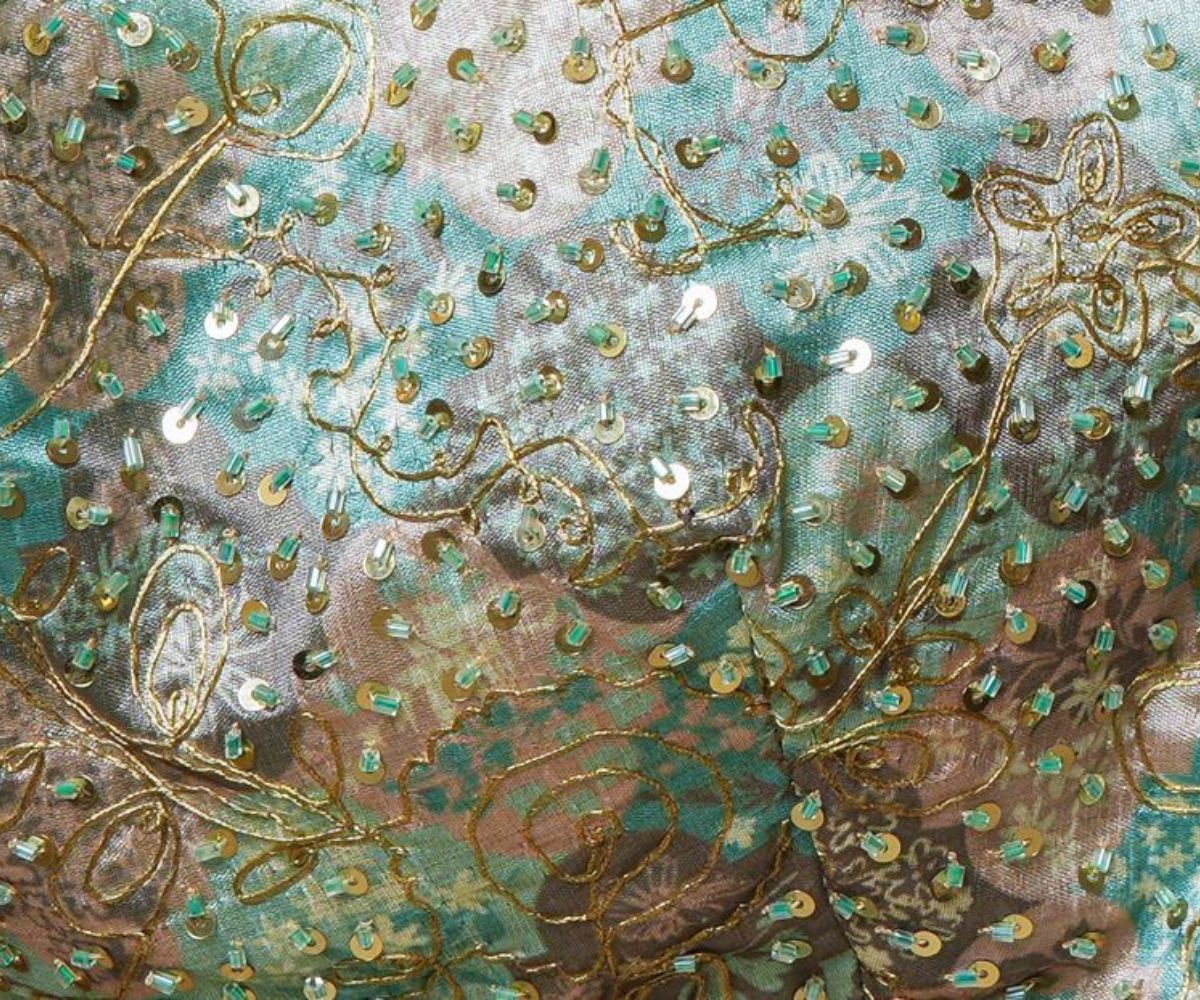 Sahaana/Blue Chanderi printed silk
